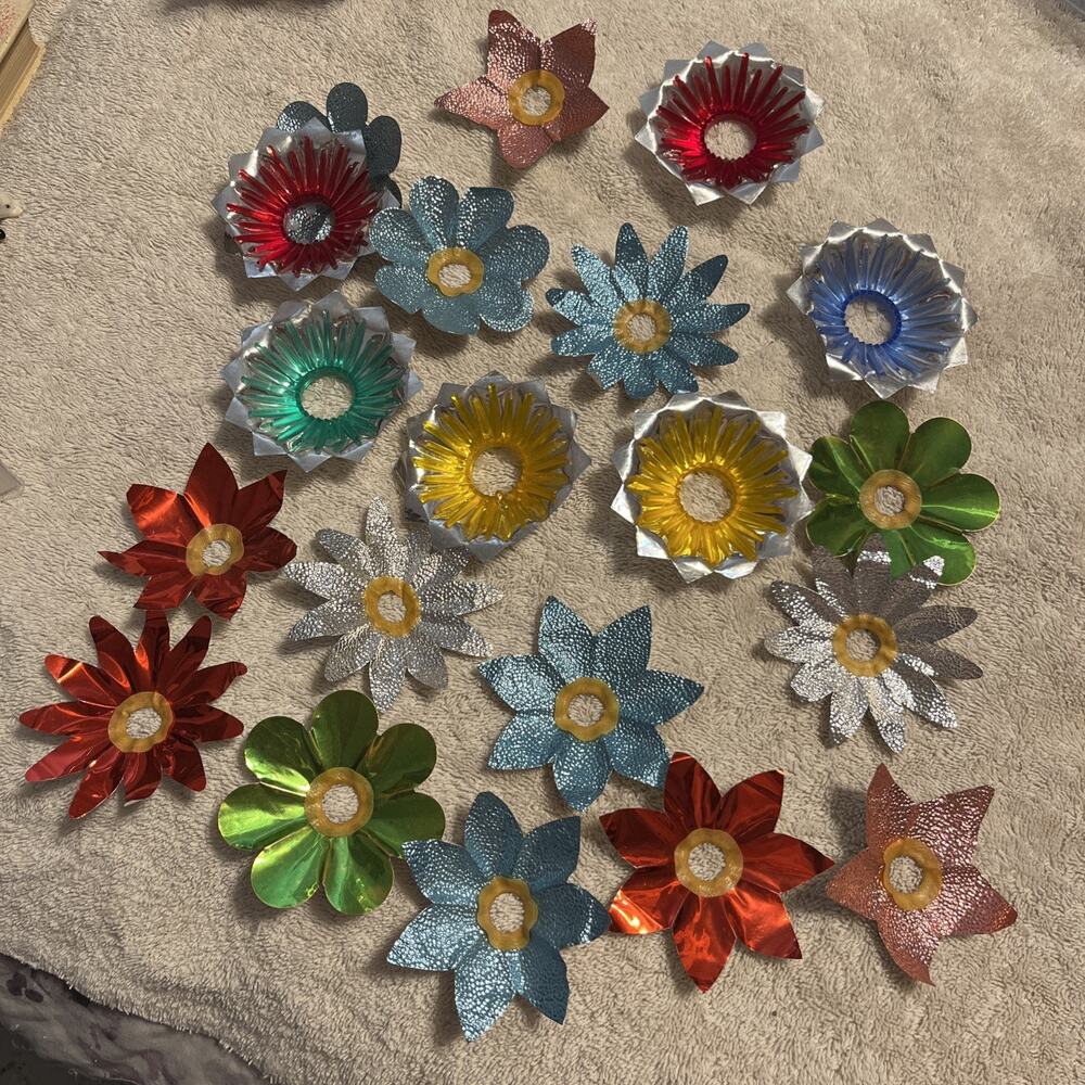 19 Vintage Metal Foil Christmas Light Reflectors